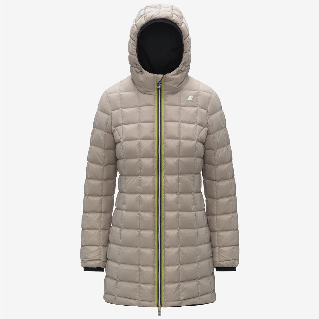 Chaqueta térmica reversible 3/4 para mujer, negra, con relleno de plumón main