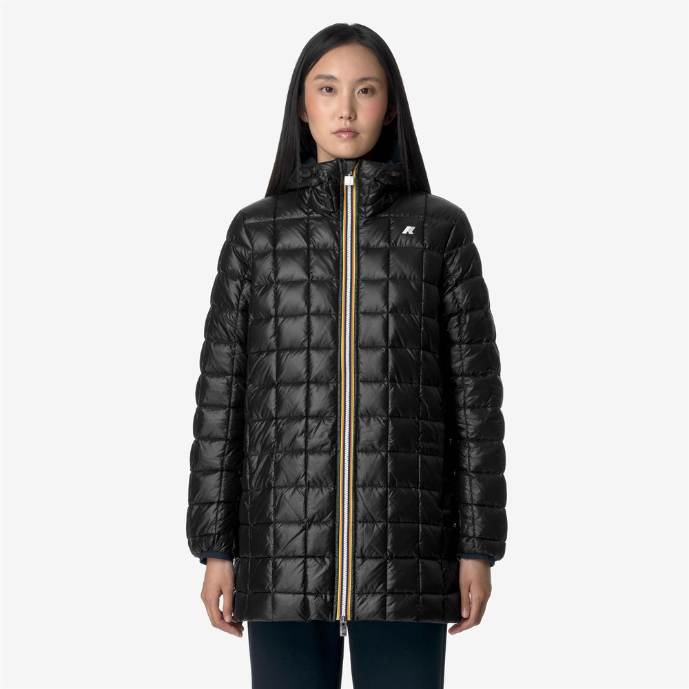 Blue Black Women's Reversible Mid-Length Winter Jacket 02