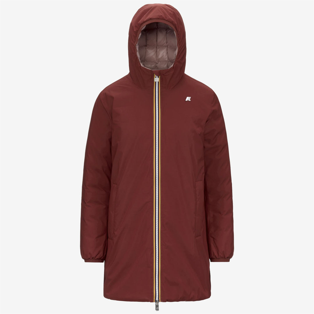 Chaqueta térmica reversible de longitud media para mujer, color rojo 01