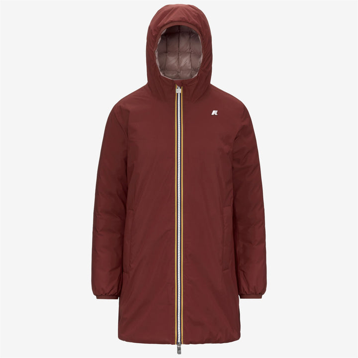 Giacca isolante reversibile di media lunghezza da donna rossa 1