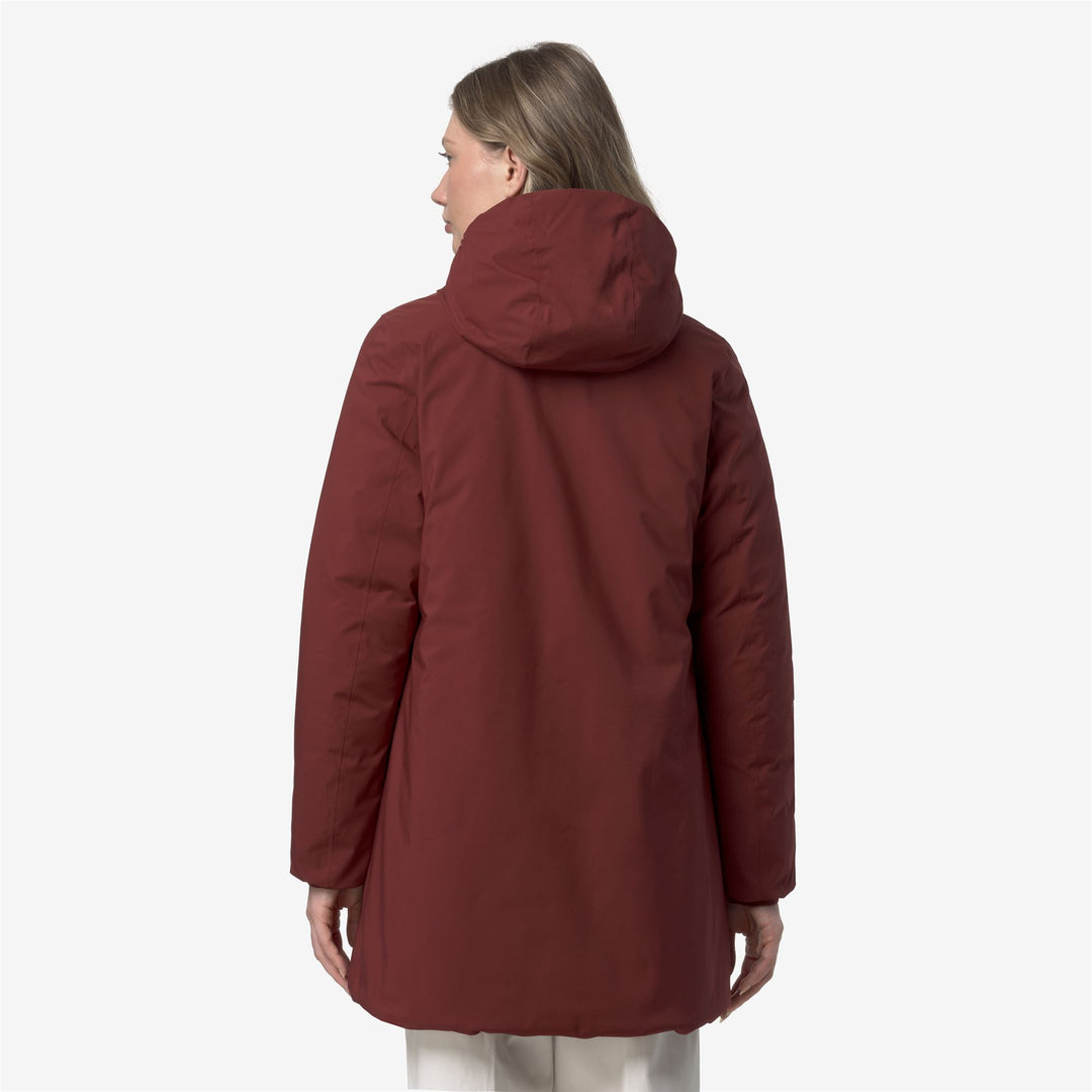 Giacca isolante reversibile di media lunghezza da donna rossa main