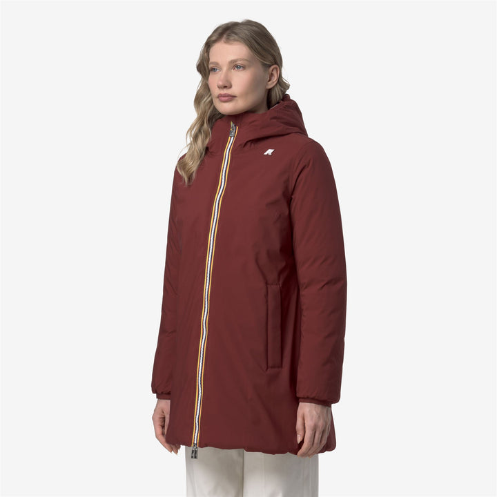 Giacca isolante reversibile di media lunghezza da donna rossa 5