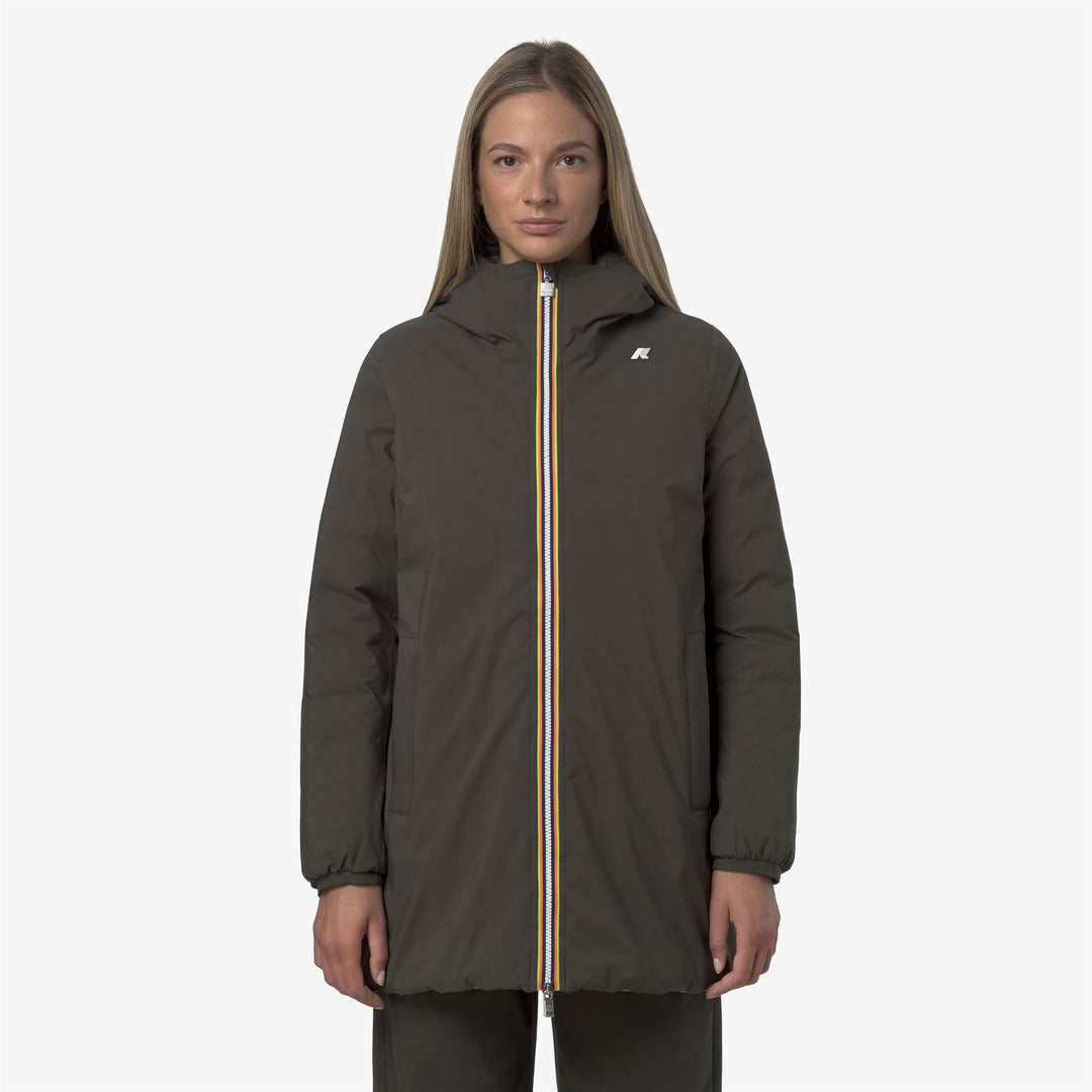 Chaqueta reversible aislante de media altura para mujer color oliva negro main