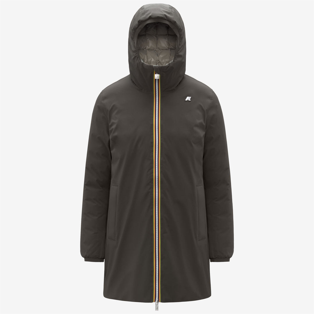 Chaqueta reversible aislante de media altura para mujer color oliva negro 01