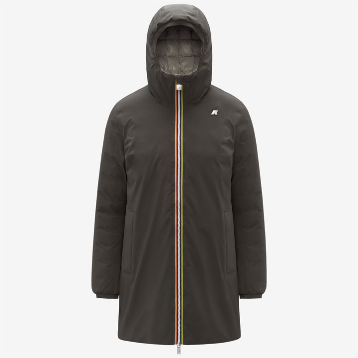 Chaqueta reversible aislante de media altura para mujer color oliva negro 1