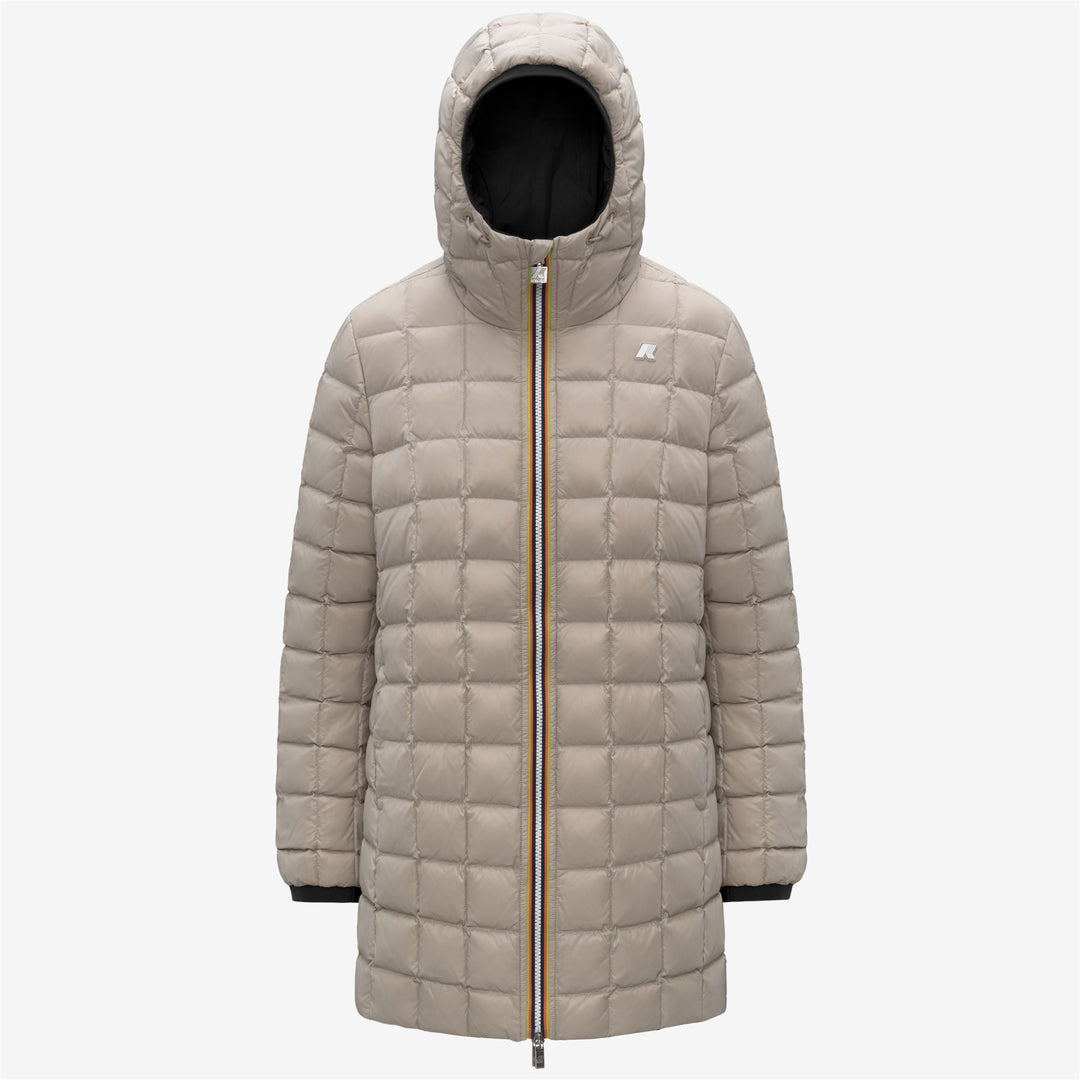 Chaqueta de invierno reversible para mujer, color beige y negro, con relleno de plumón main