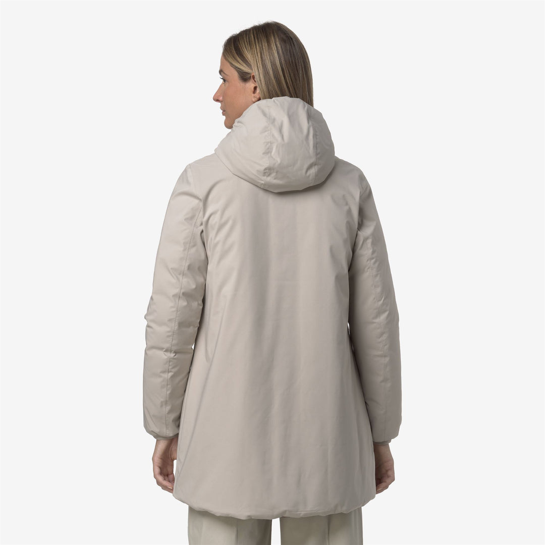 Giacca isolante reversibile di media lunghezza da donna beige main