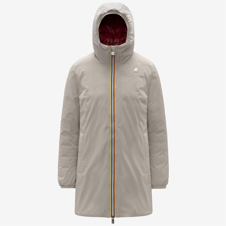 Giacca isolante reversibile di media lunghezza da donna beige 1