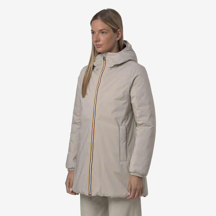 Giacca isolante reversibile di media lunghezza da donna beige 5