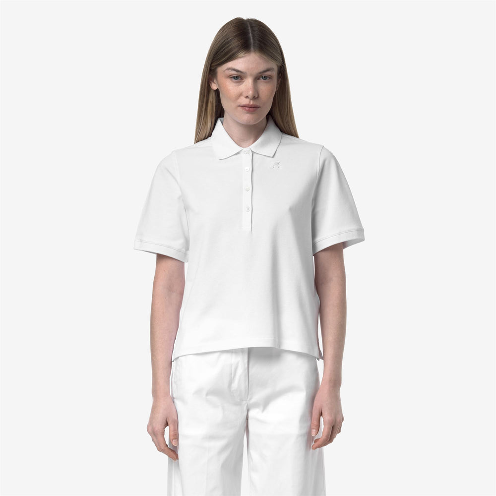 Grey White Women's Casual Stretch Piqué Polo Shirt 02