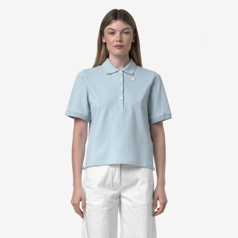 Baby Blue Women's Stretch Piqué Polo Shirt for Casual Wear 02