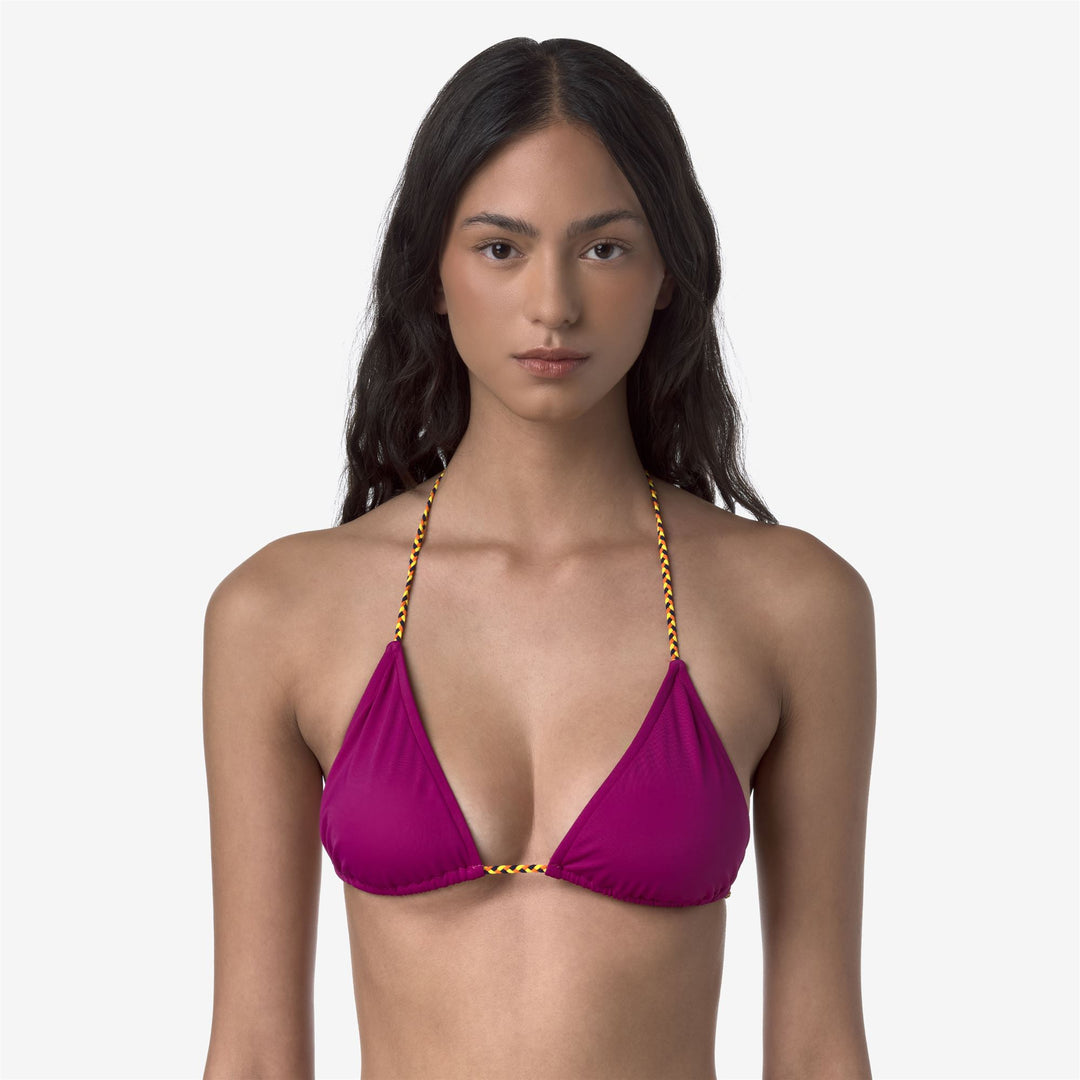 Bikini da donna ad asciugatura rapida fucsia-rosso con lacci intrecciati main
