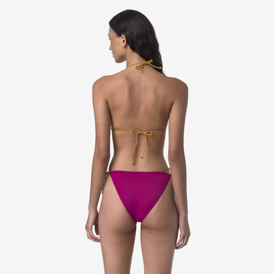 Bikini da donna ad asciugatura rapida fucsia-rosso con lacci intrecciati main