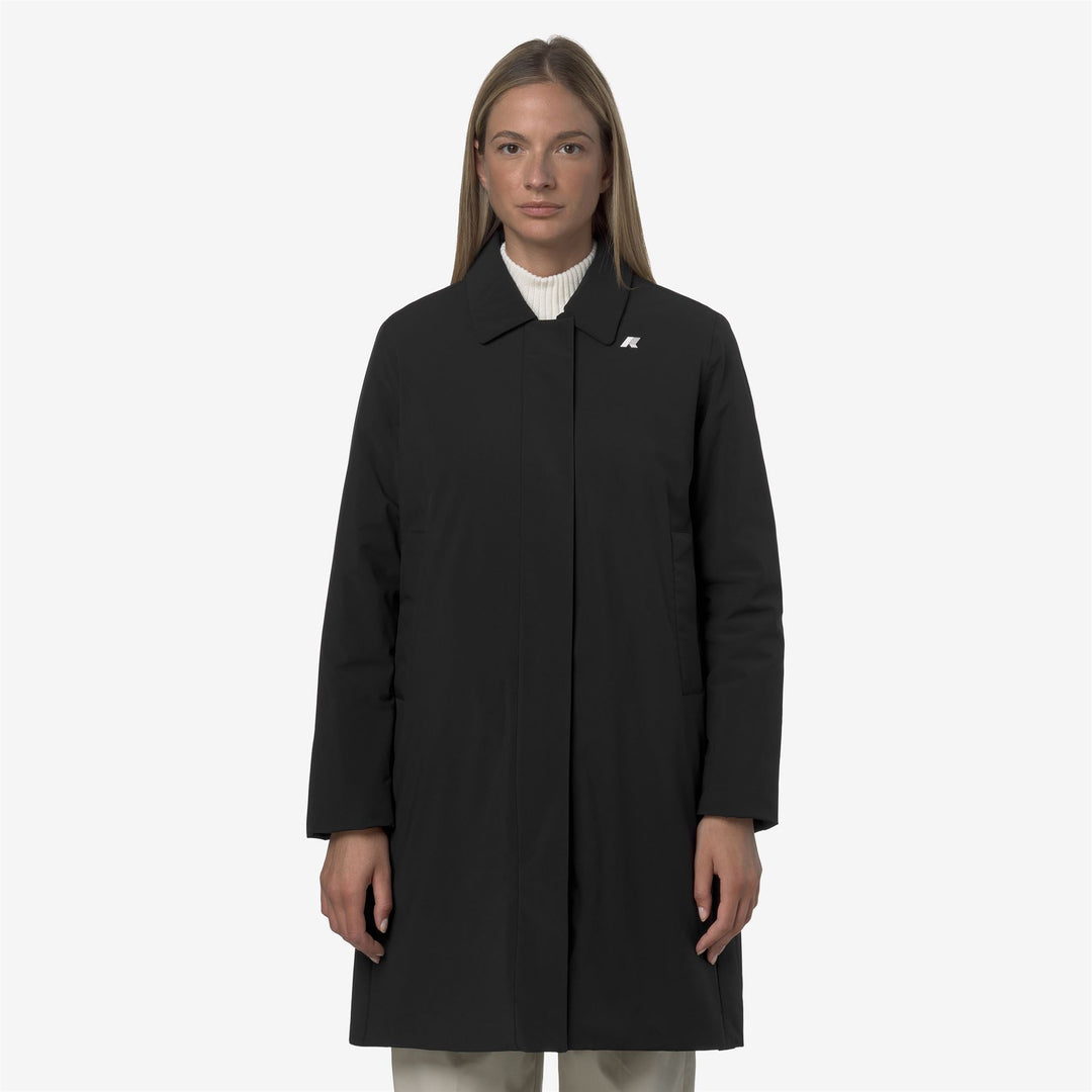 Chaqueta impermeable larga negra con capucha para mujer main