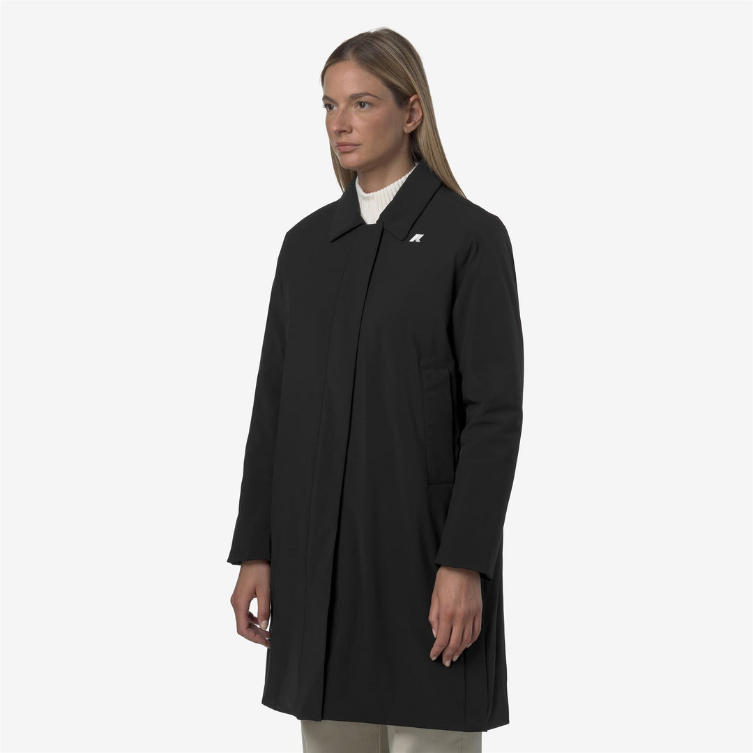 Chaqueta impermeable larga negra con capucha para mujer main