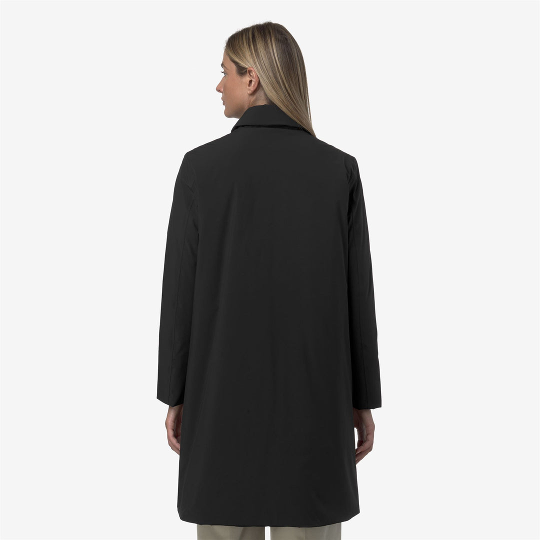 Chaqueta impermeable larga negra con capucha para mujer main