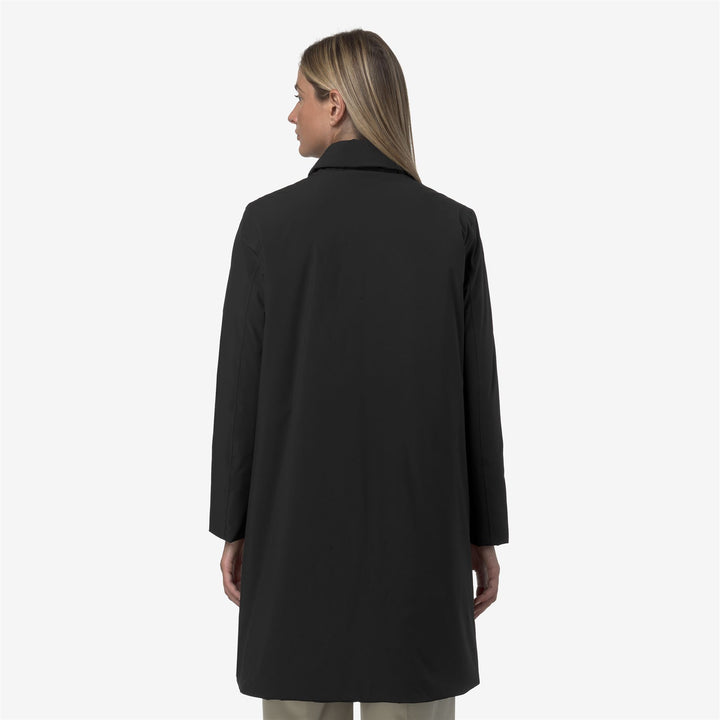 Chaqueta impermeable larga negra con capucha para mujer 5