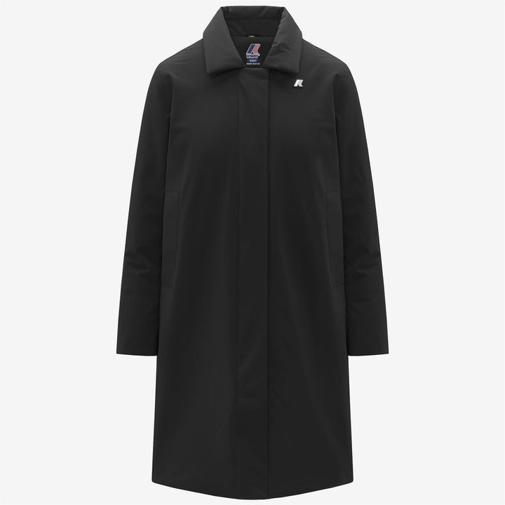 Chaqueta impermeable larga negra con capucha para mujer 1