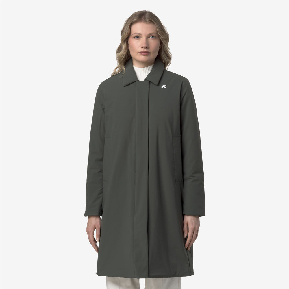 Black green Women's Long Waterproof Coat with Hood 02