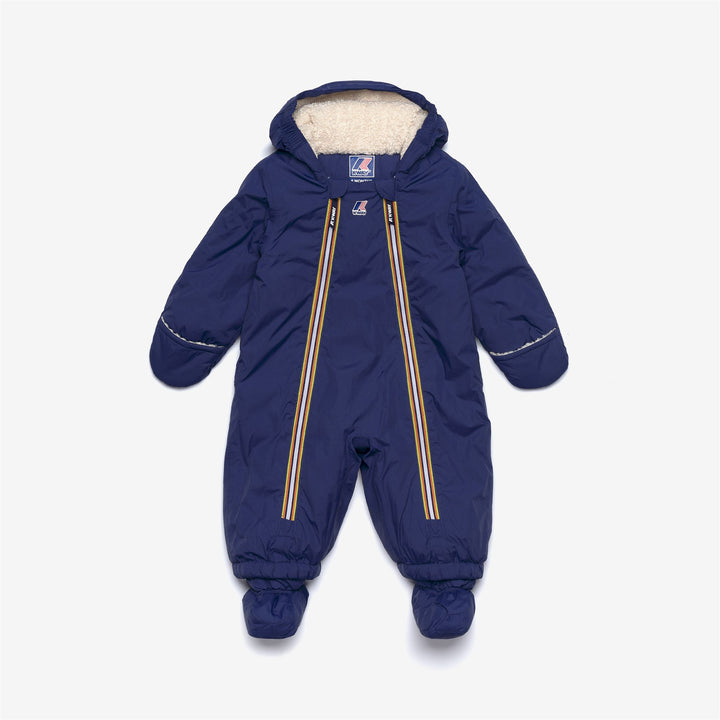 Chándal impermeable para niños azul profundo con acolchado y capucha 1