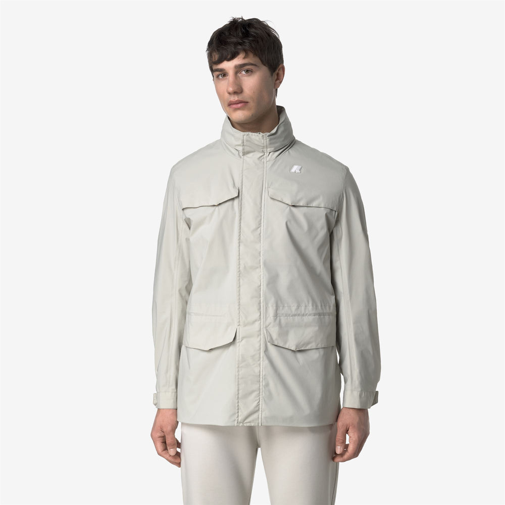 Beige Grey Men's Weather-Resistant Stretch Nylon Jacket 02