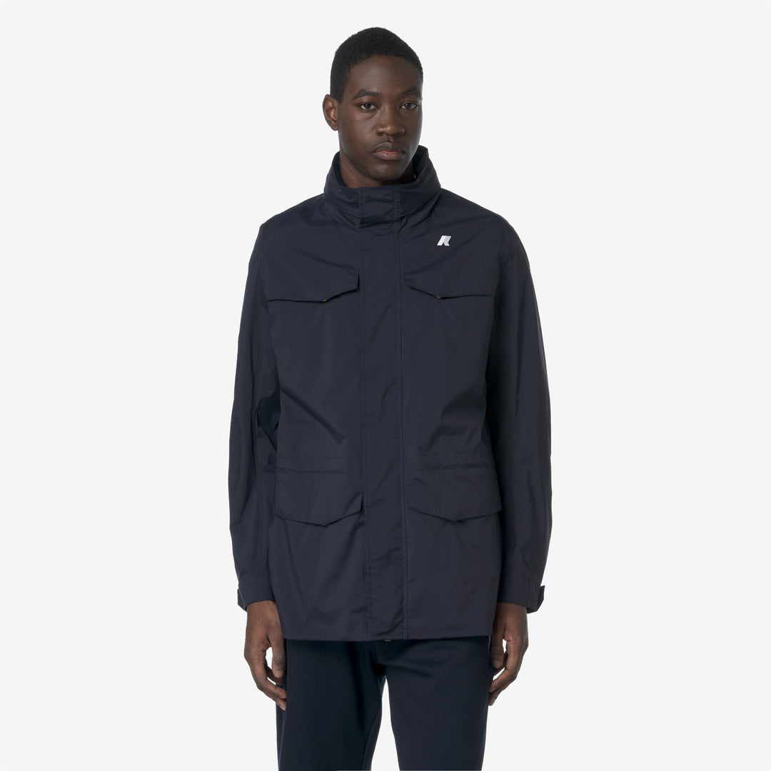 Chaqueta de nylon elástica resistente al clima para hombre azul 01