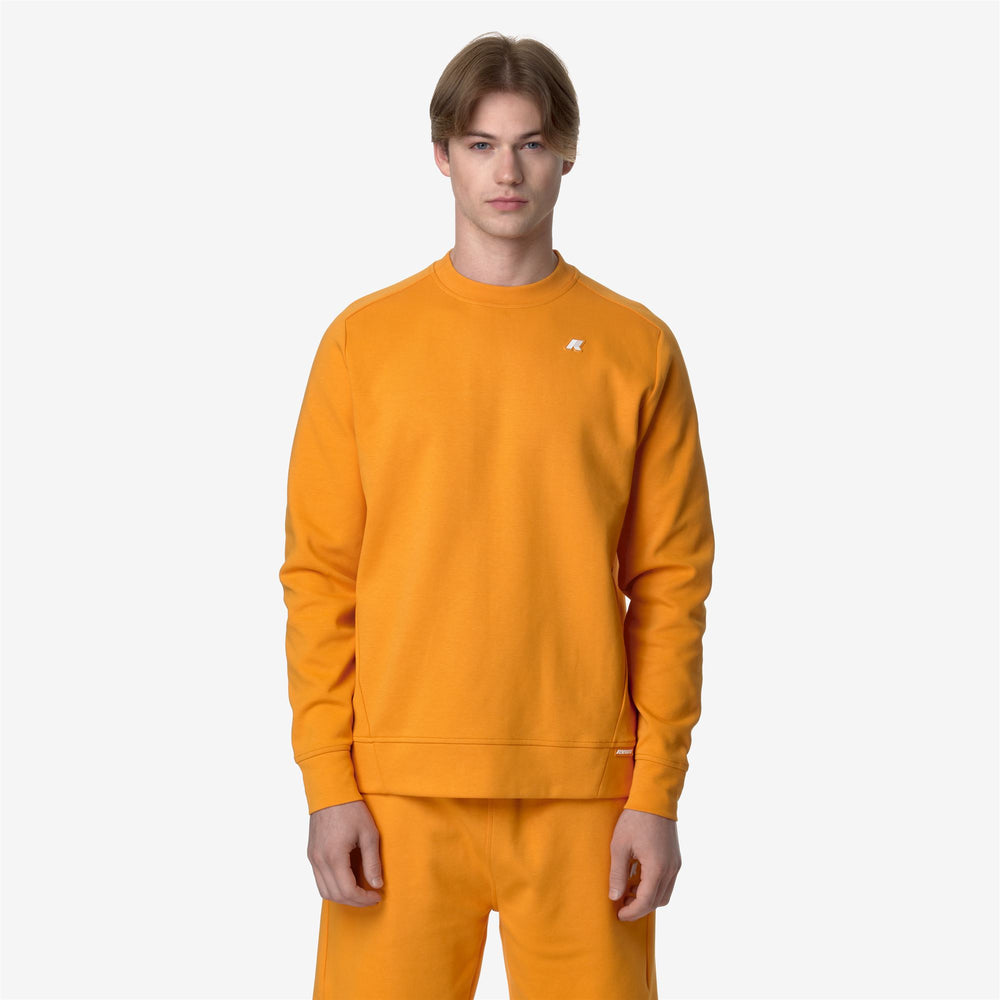 Orange Men's Athleisure Fleece Jumper with High Neck and Pockets 02