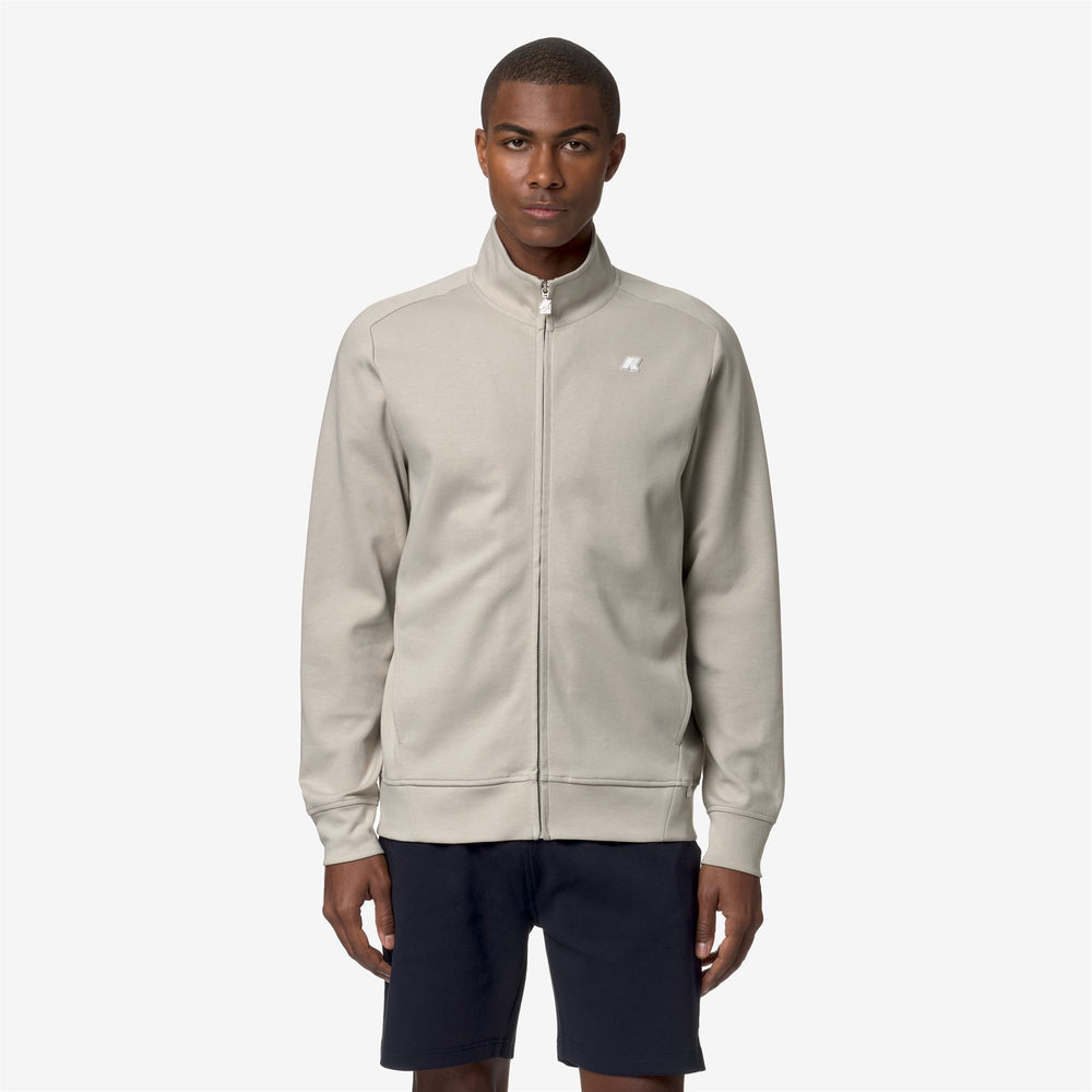 Beige Grey Men's Athleisure Fleece Jacket for City Wear 02