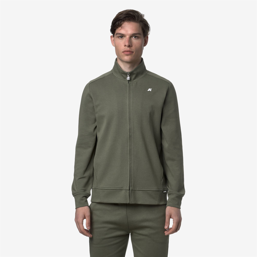 Green Men's Athleisure Fleece Jacket with High Neck and Pockets 02
