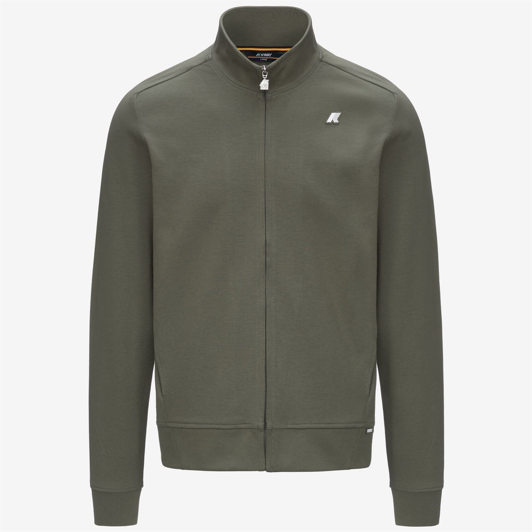 Green Men's Athleisure Fleece Jacket with High Neck and Pockets 01