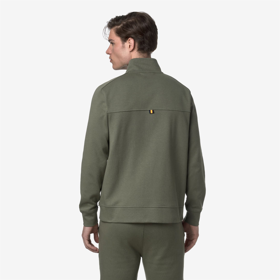 Giacca in pile sportivo da uomo verde con collo alto e tasche main