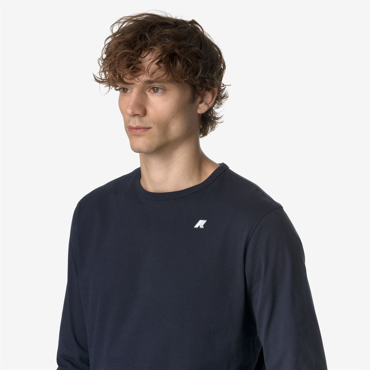 Blue Men's Slim Fit Long Sleeve Cotton T-Shirt for Warm Weather 2