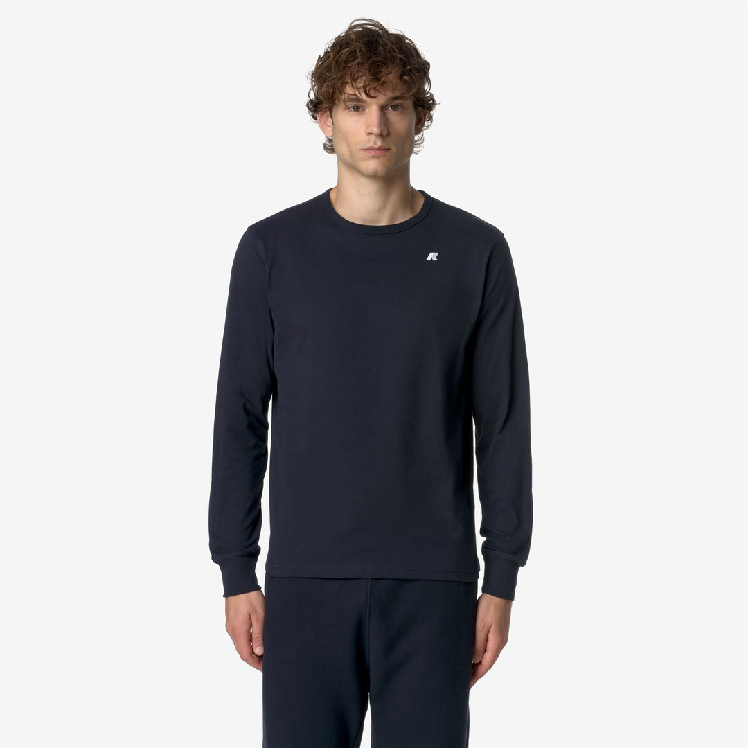 Blue Men's Slim Fit Long Sleeve Cotton T-Shirt for Warm Weather main