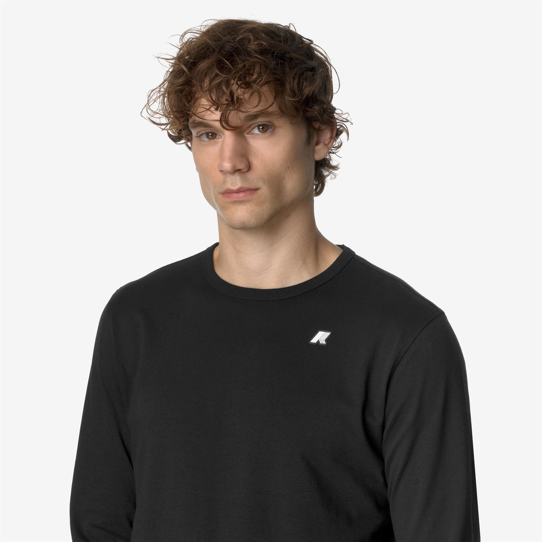 Black Grey Men's Slim Fit Long Sleeve T-Shirt in Cotton main