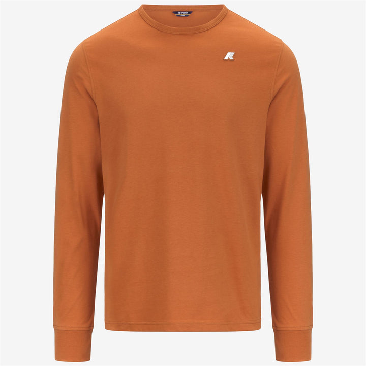 Camiseta de manga larga ajustada para hombre en jersey de algodón color naranja 1