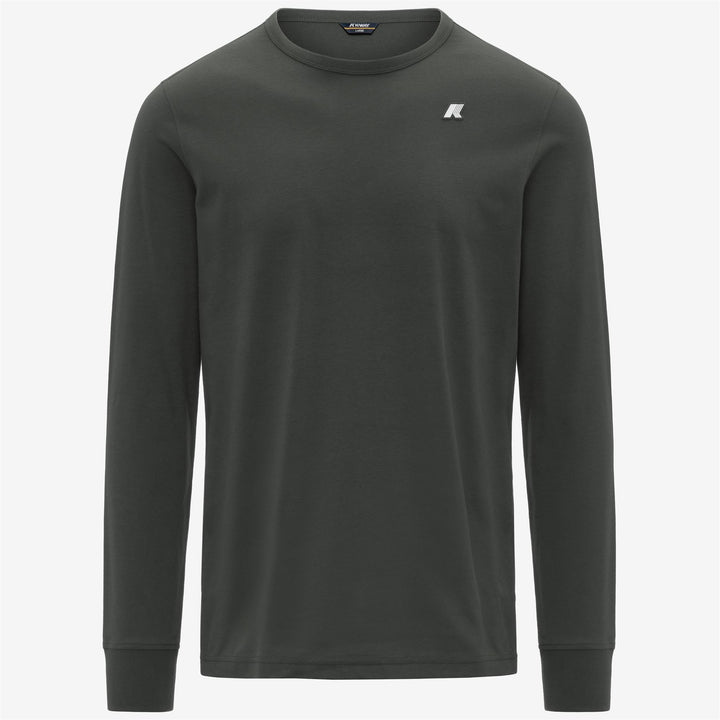 Camiseta de manga larga ajustada para hombre en verde negruzco 1