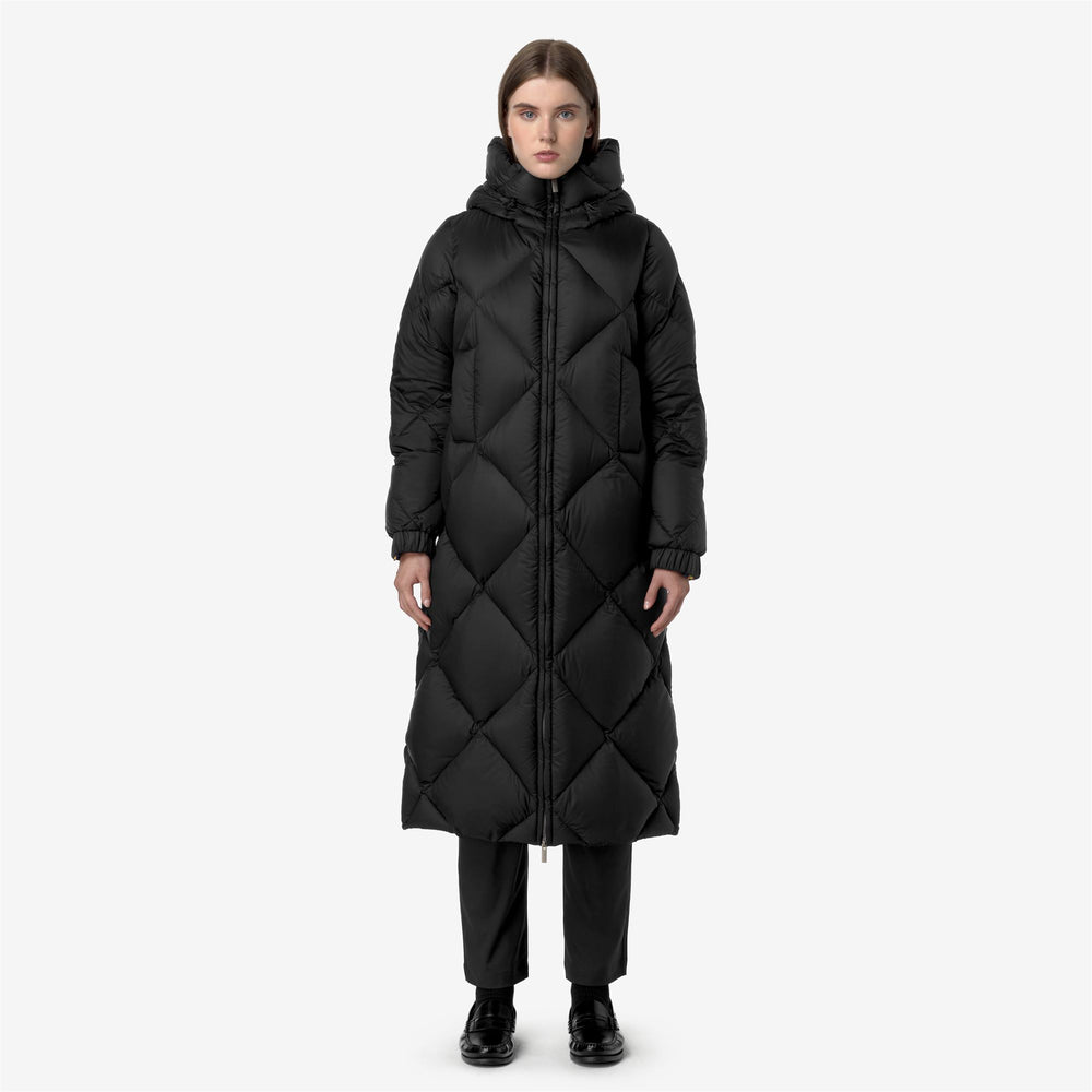 Black Grey Women's Long Thermo Jacket with Down Insulation 02