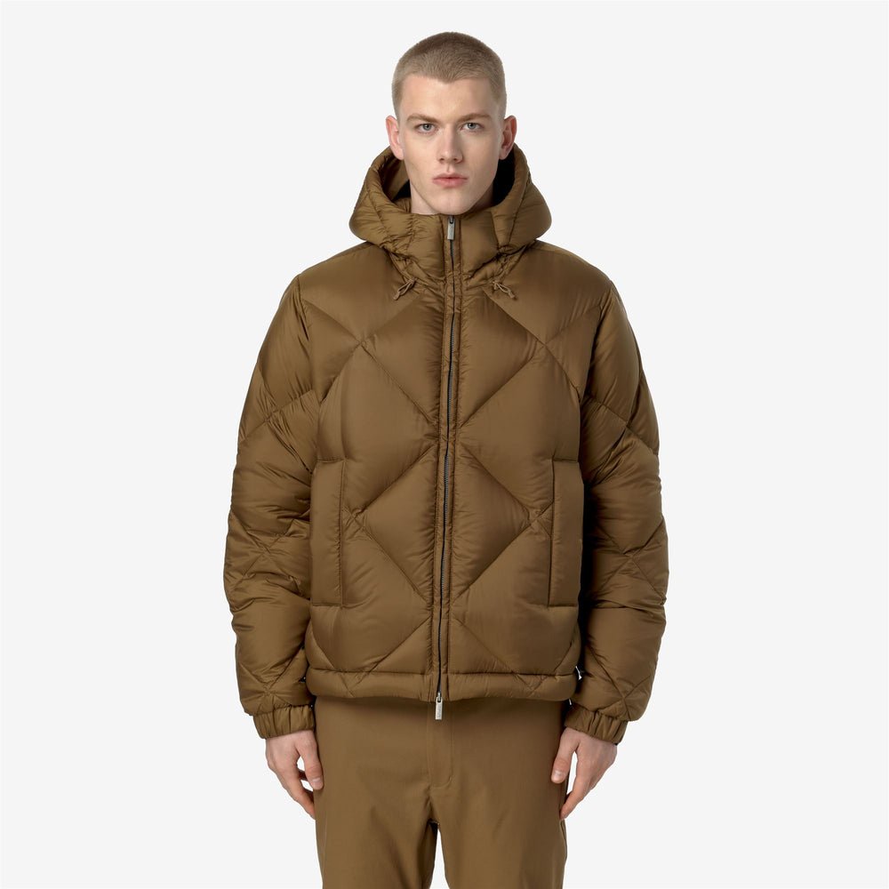Brown Men's Lightweight Down Jacket for City Wear 02