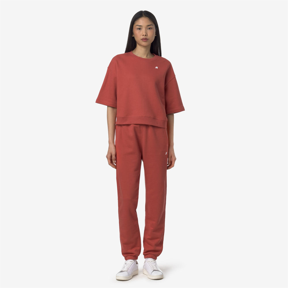 Pantalones deportivos athleisure rojos marrones para mujer con cintura ajustable 02