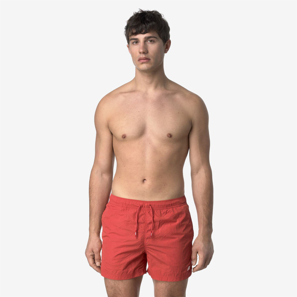 Bathing Suits_MAN_HAZEL BEACH_Swimming Trunks_Red Jasper - Commercial 4