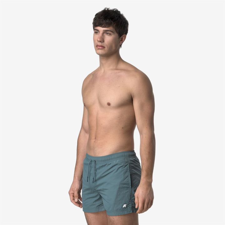 Costumi da Bagno Uomo Quick-Dry Verde Blu con Tasche 4