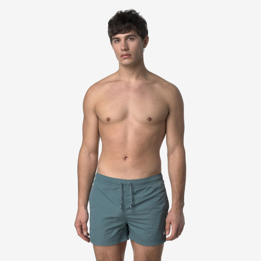 Blue green Men's Quick-Dry Swimming Trunks with Pockets 02