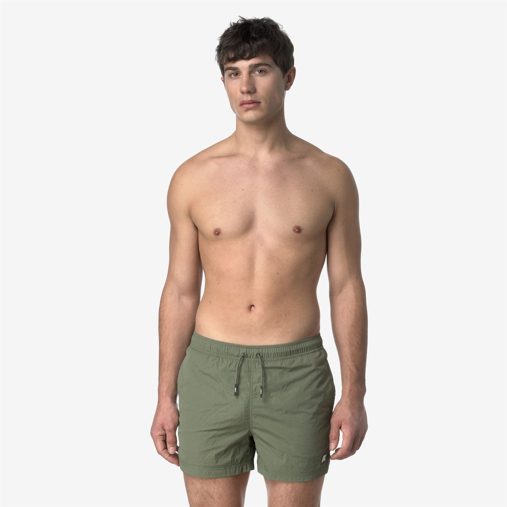 Costumi da Bagno Uomo Quick-Dry Verde Lichene con Tasche 02