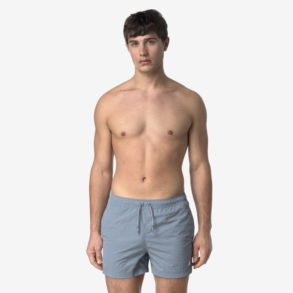 Grey Blue Men's Quick-Dry Swimming Trunks with Pockets 02