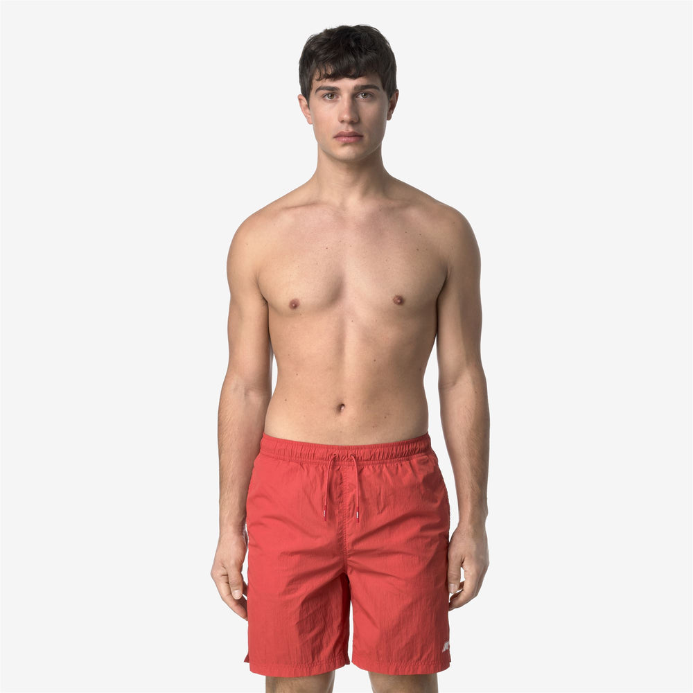 Brown Red Men's Quick-Dry Swimming Trunks with Pockets 02