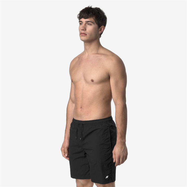 Black Grey Men's Quick-Dry Swimming Trunks with Pockets 4