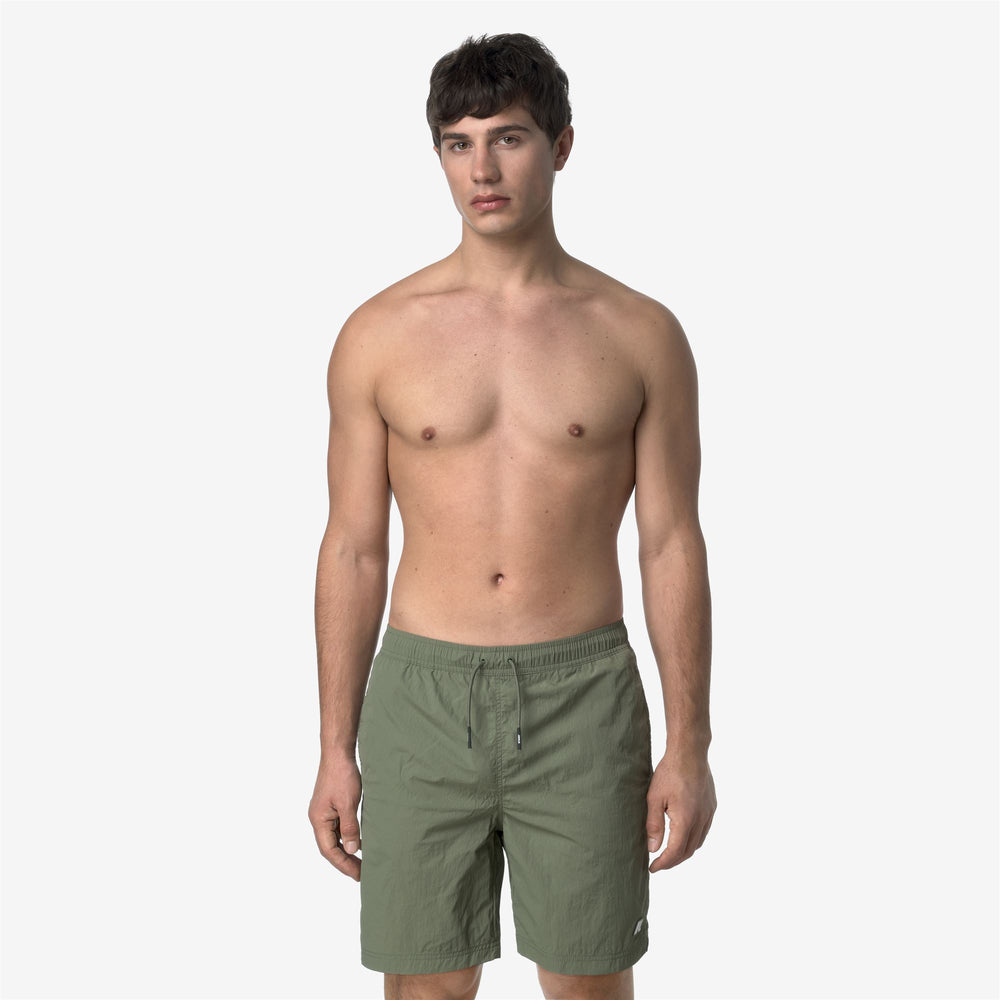 Lichen Green Men's Quick-Dry Swimming Trunks with Pockets 02