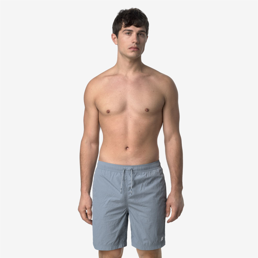 Grey Blue Men's Quick-Dry Swimming Trunks with Pockets 02