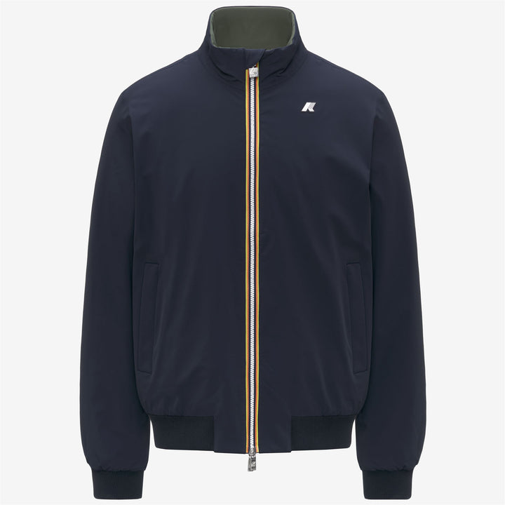 Chaqueta corta reversible azul para hombre con tejido repelente al agua 1