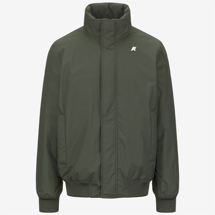 Chaqueta corta impermeable verde para hombre con capucha y acolchado. 1